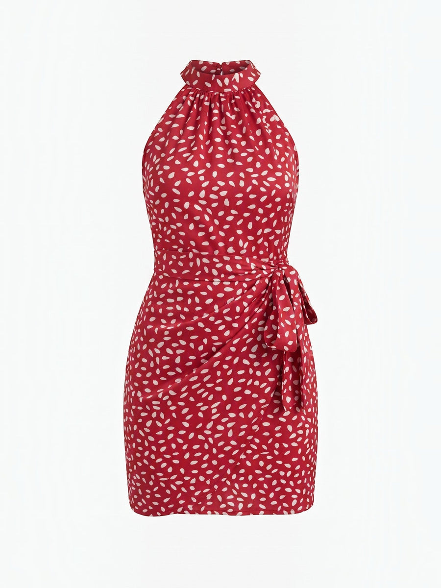 Gillian Halter Neck Side Tie Mini Dress