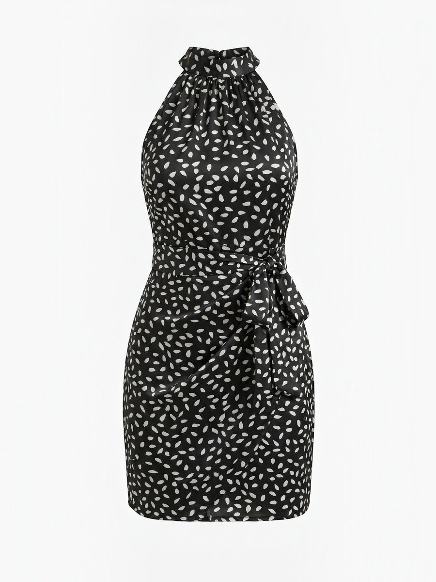 Gillian Halter Neck Side Tie Mini Dress