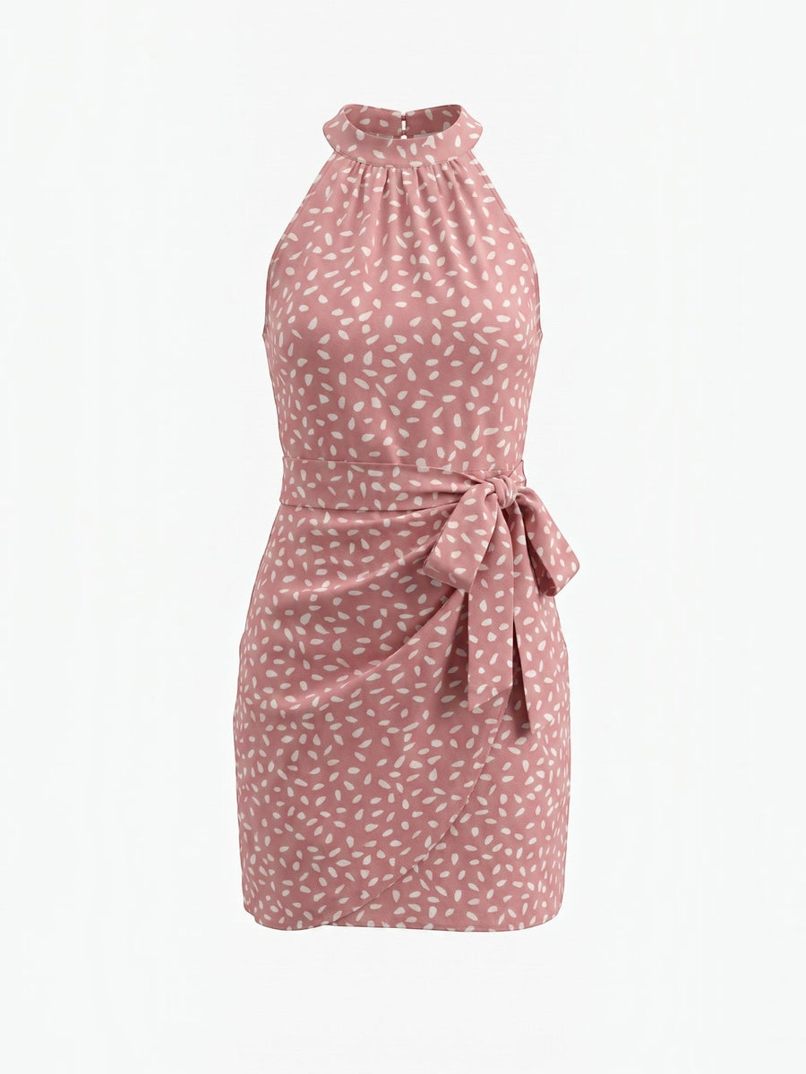 Gillian Halter Neck Side Tie Mini Dress