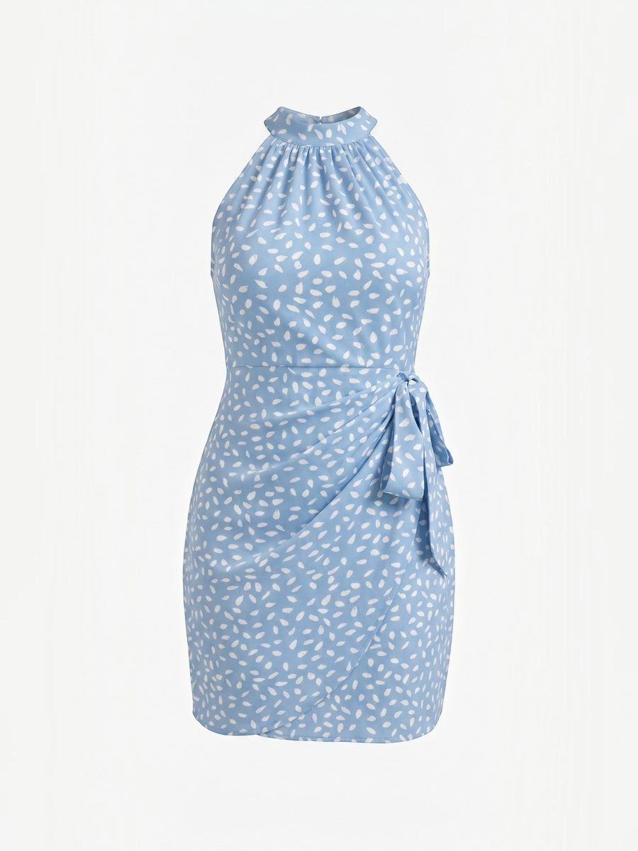 Gillian Halter Neck Side Tie Mini Dress