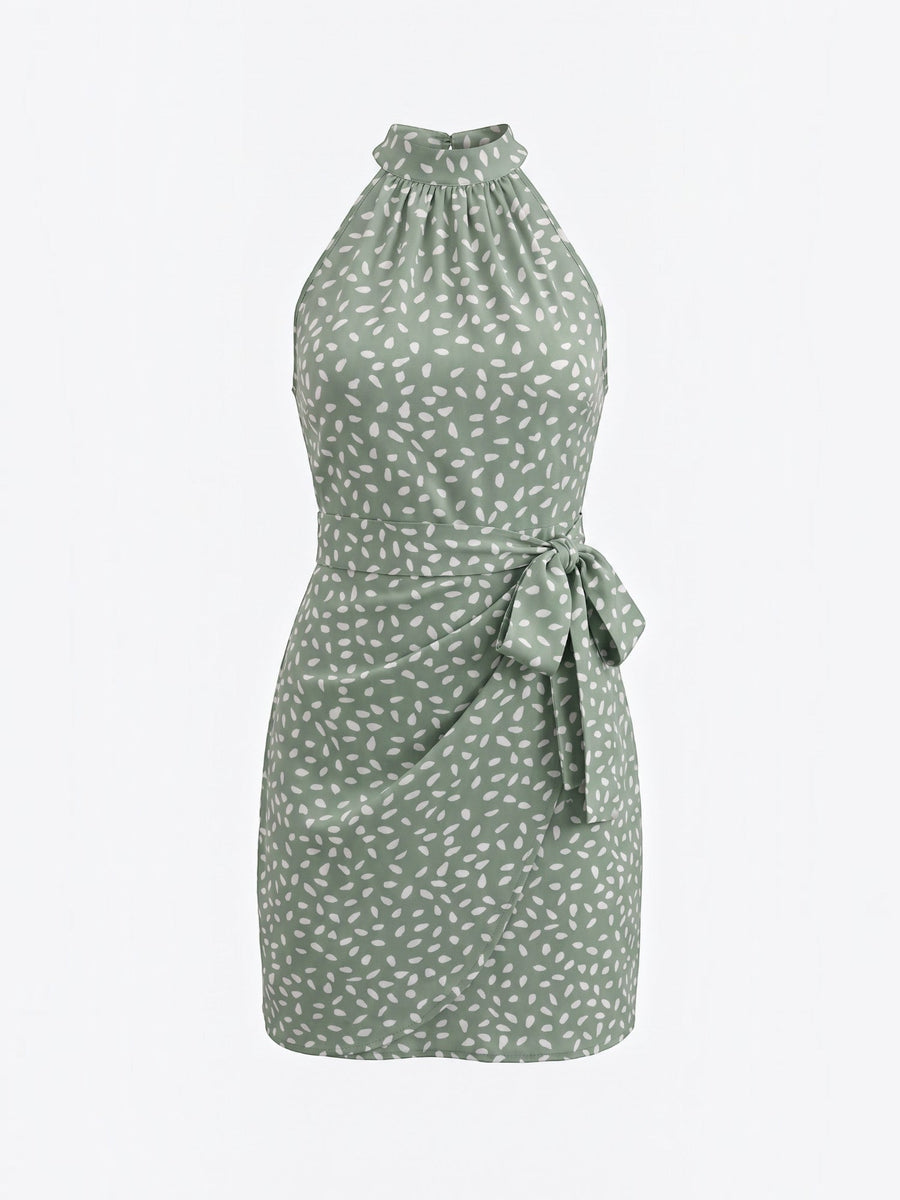 Gillian Halter Neck Side Tie Mini Dress