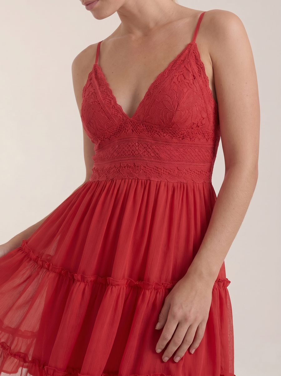 Christy Lace Bodice Tiered Mini Sundress