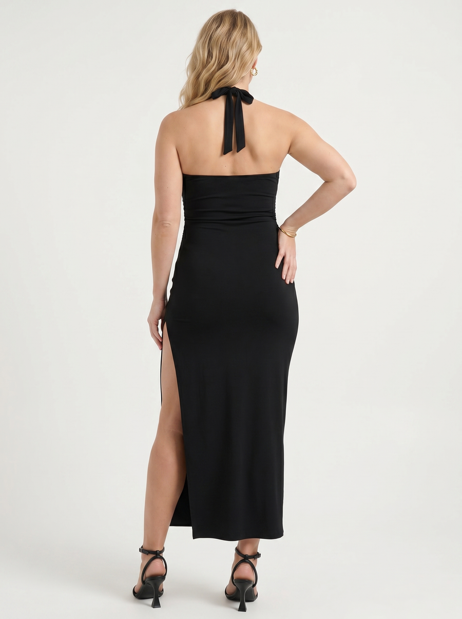 Carina Halter Neck Maxi Dress with Slit