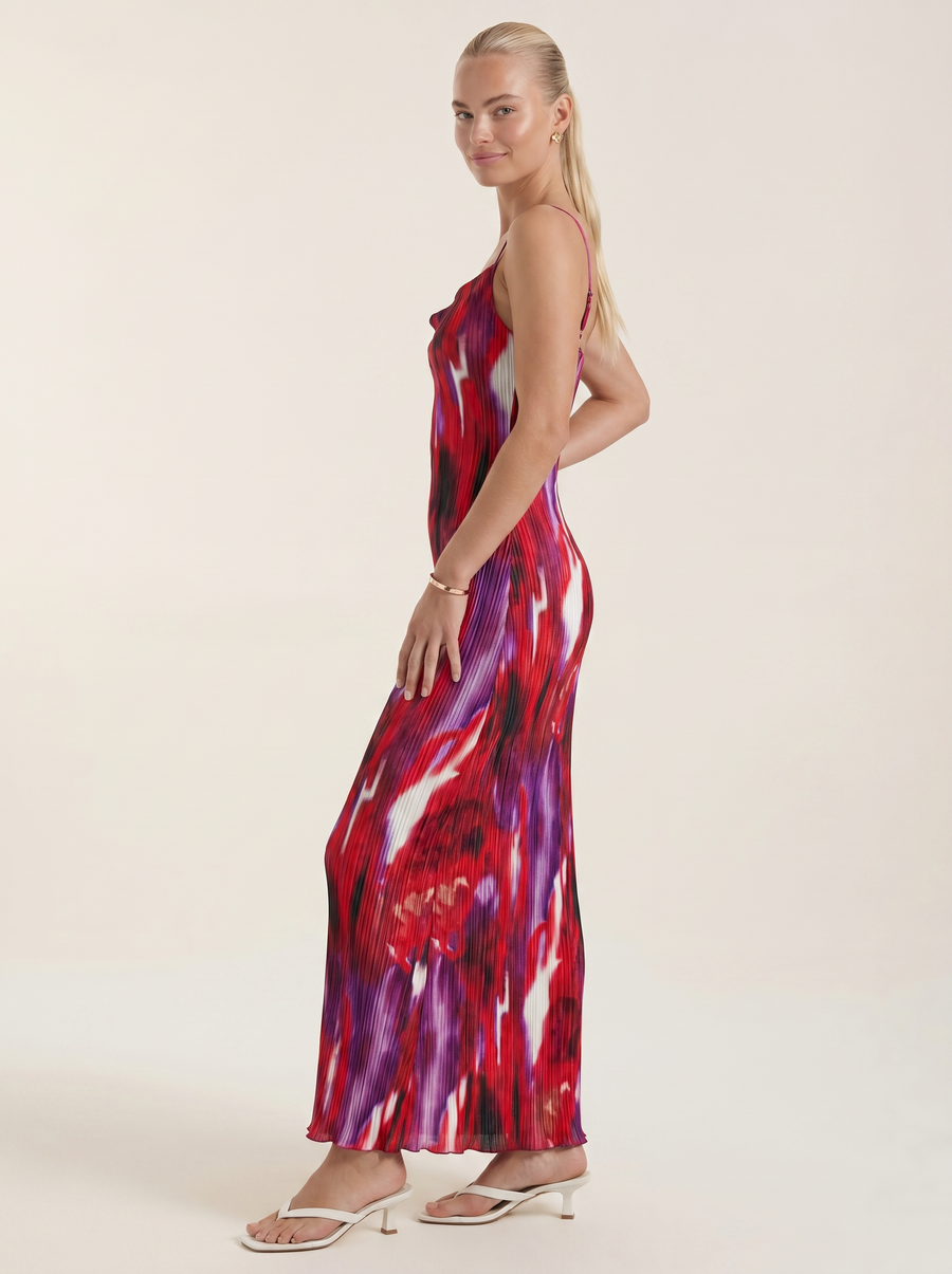 Henrietta Pleated Spaghetti Strap Maxi Dress