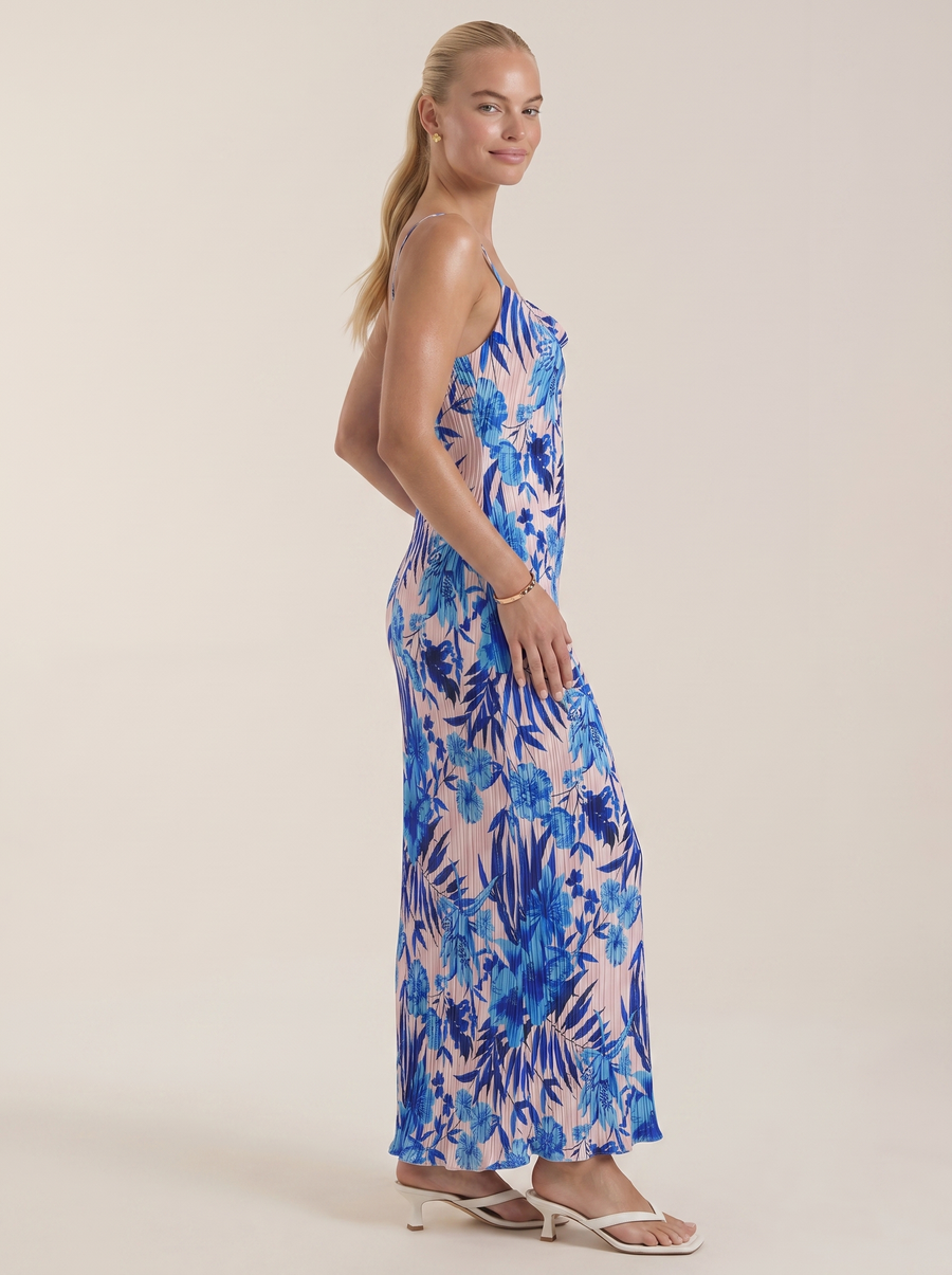 Henrietta Pleated Spaghetti Strap Maxi Dress