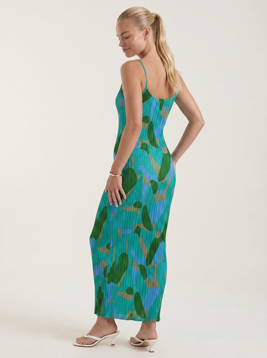 Henrietta Pleated Spaghetti Strap Maxi Dress