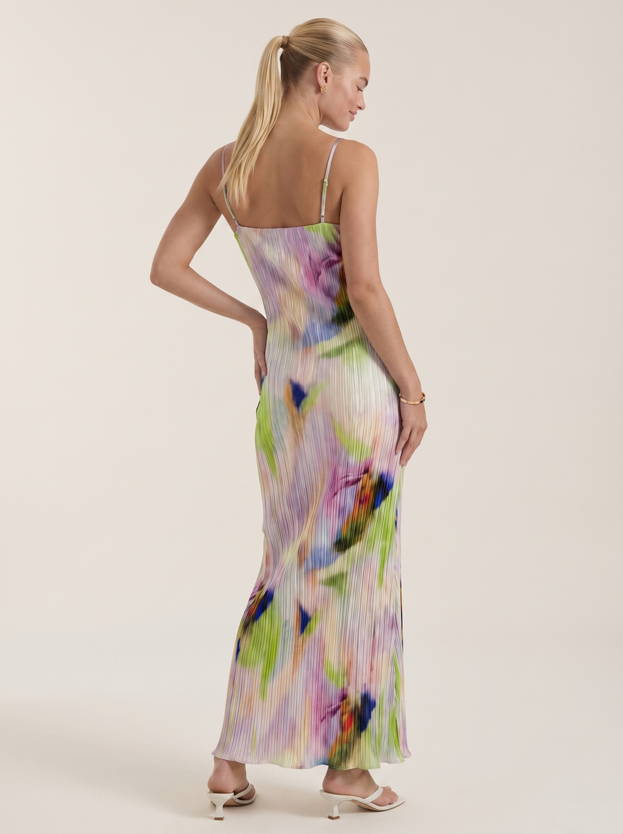 Henrietta Pleated Spaghetti Strap Maxi Dress