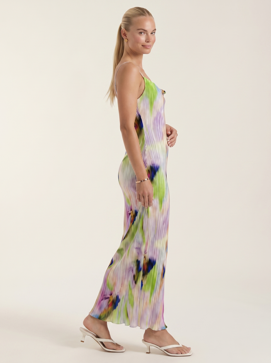 Henrietta Pleated Spaghetti Strap Maxi Dress