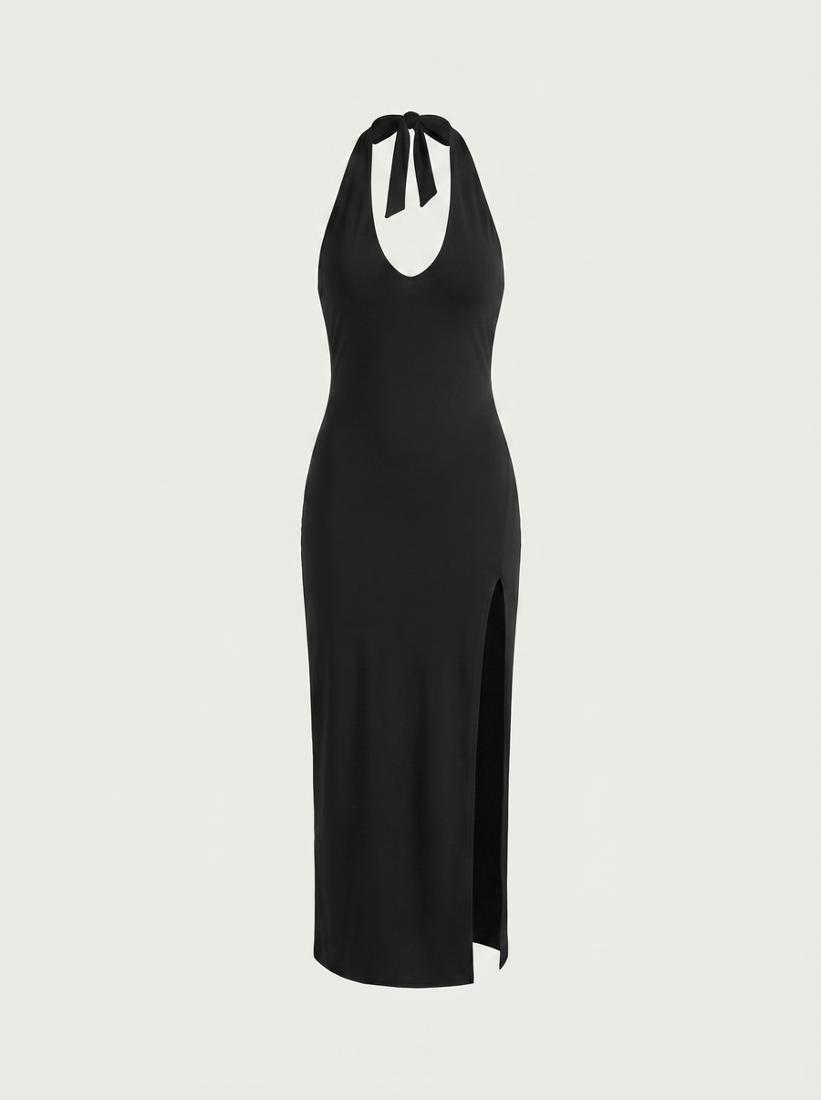 Carina Halter Neck Maxi Dress with Slit