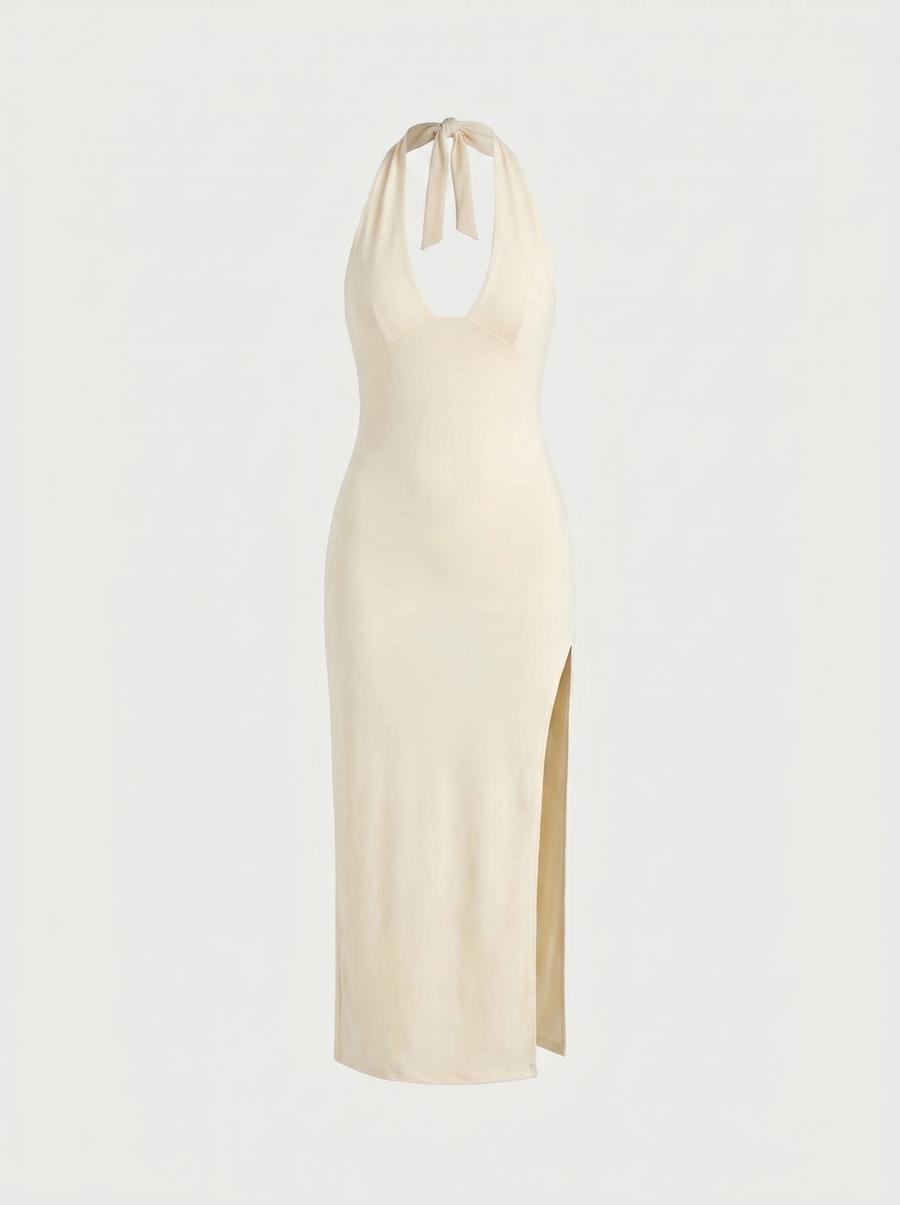 Carina Halter Neck Maxi Dress with Slit