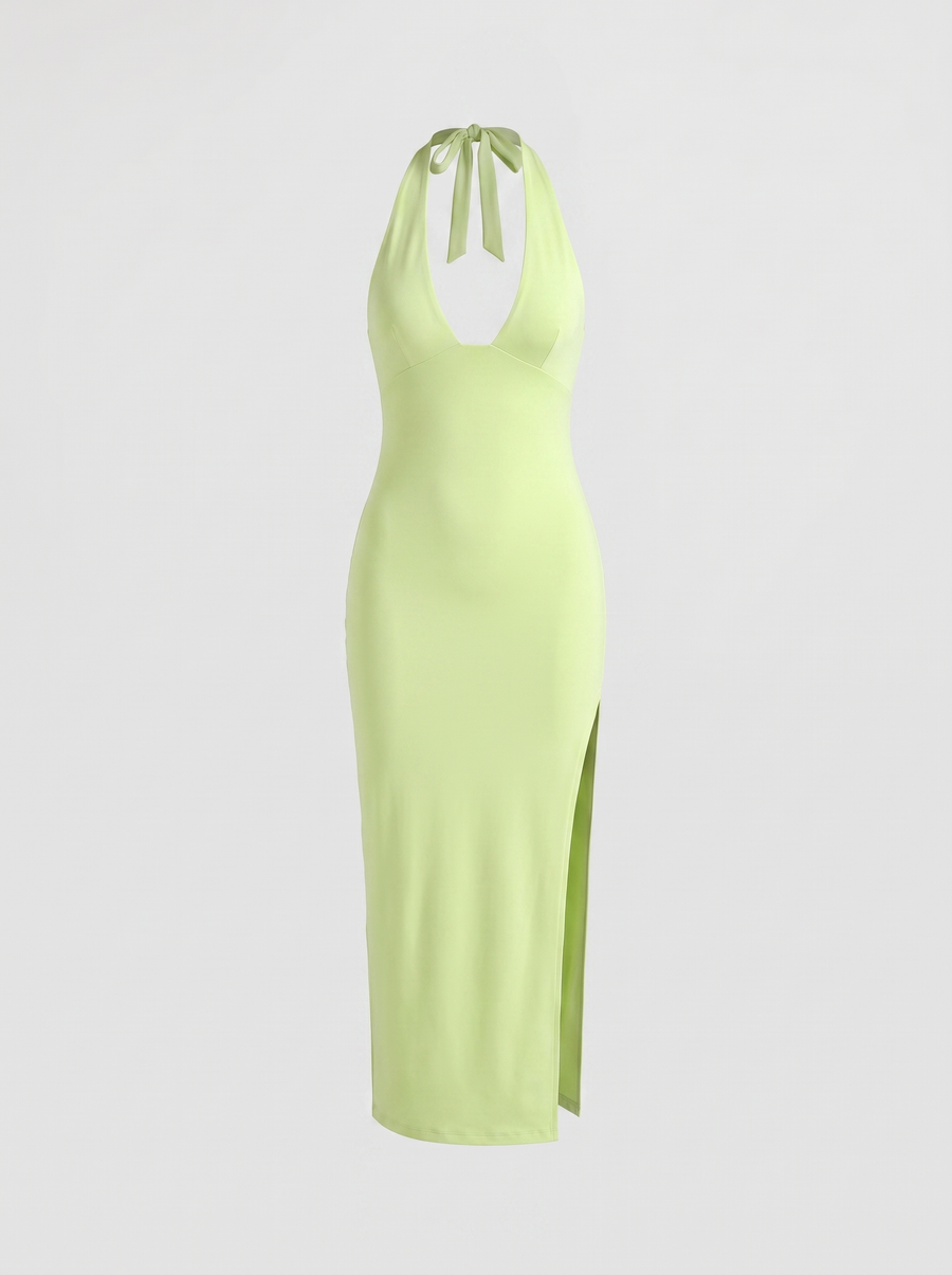 Carina Halter Neck Maxi Dress with Slit