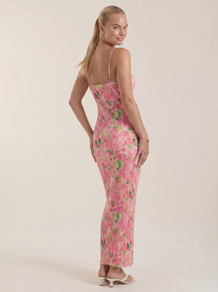 Henrietta Pleated Spaghetti Strap Maxi Dress