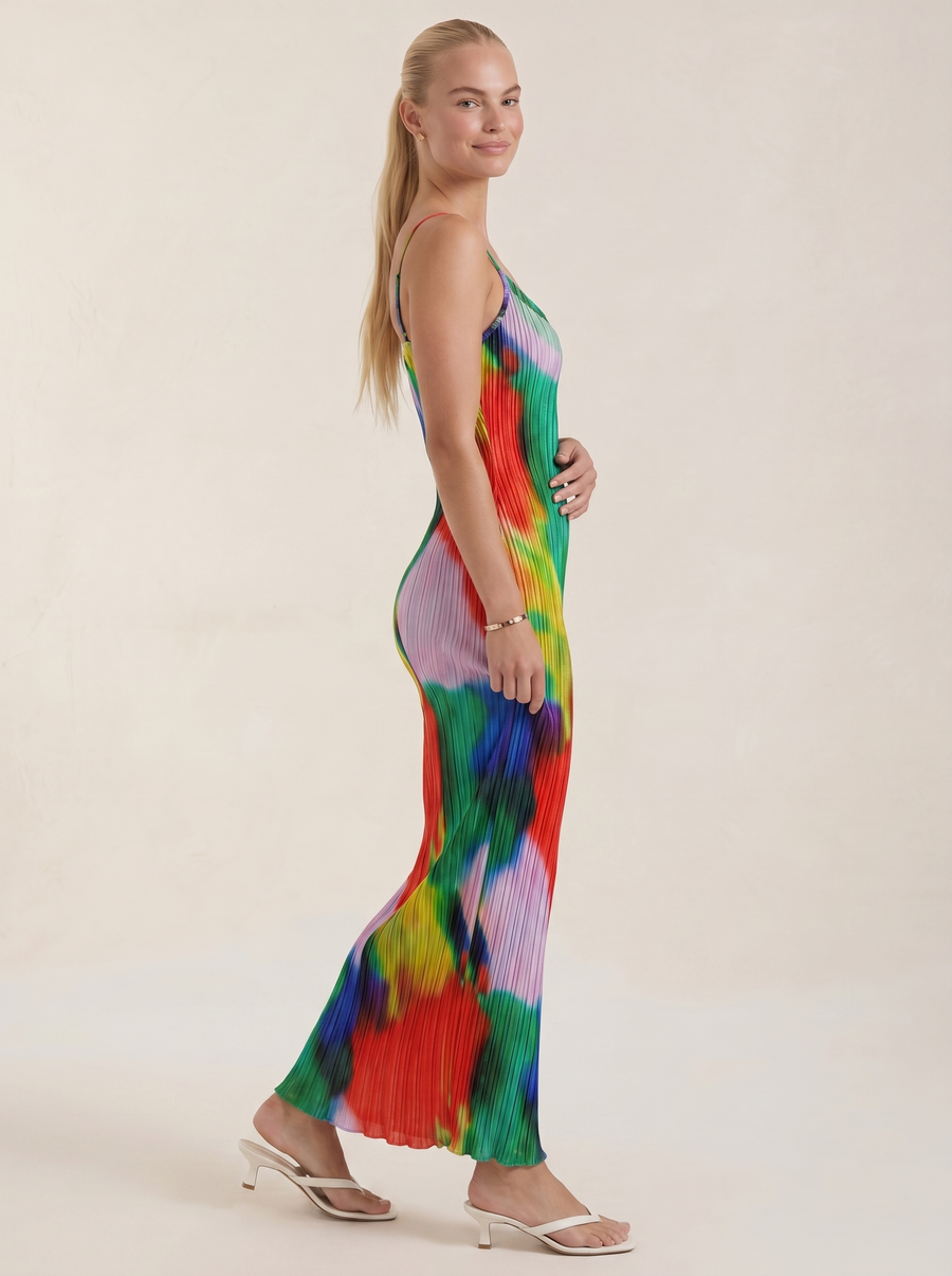 Henrietta Pleated Spaghetti Strap Maxi Dress