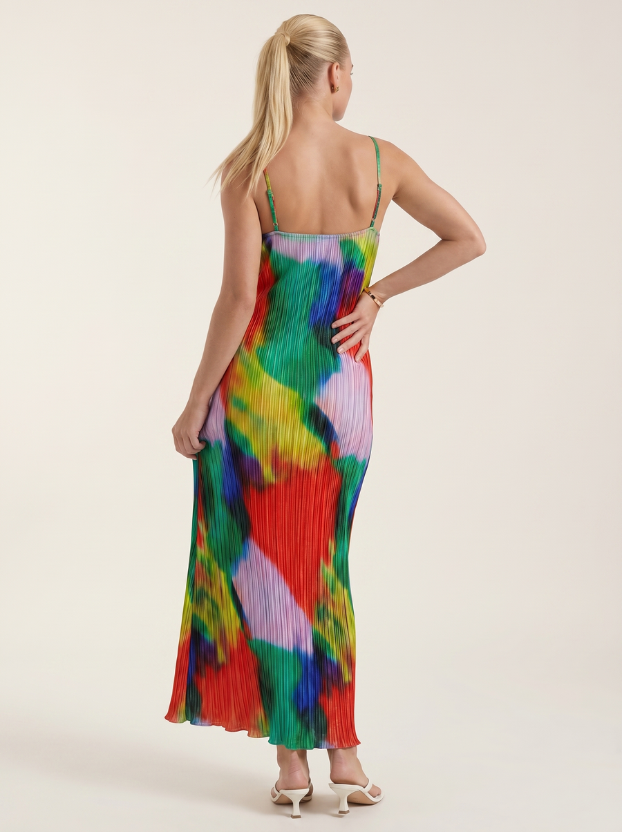 Henrietta Pleated Spaghetti Strap Maxi Dress