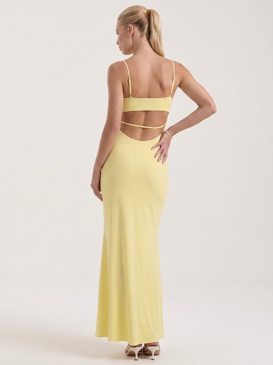 Dale Folded Straight Neck Slip Maxi Dress