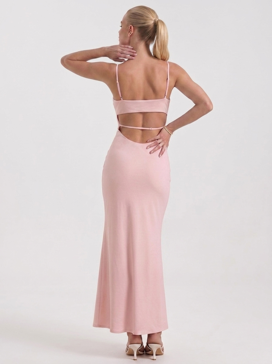 Dale Folded Straight Neck Slip Maxi Dress