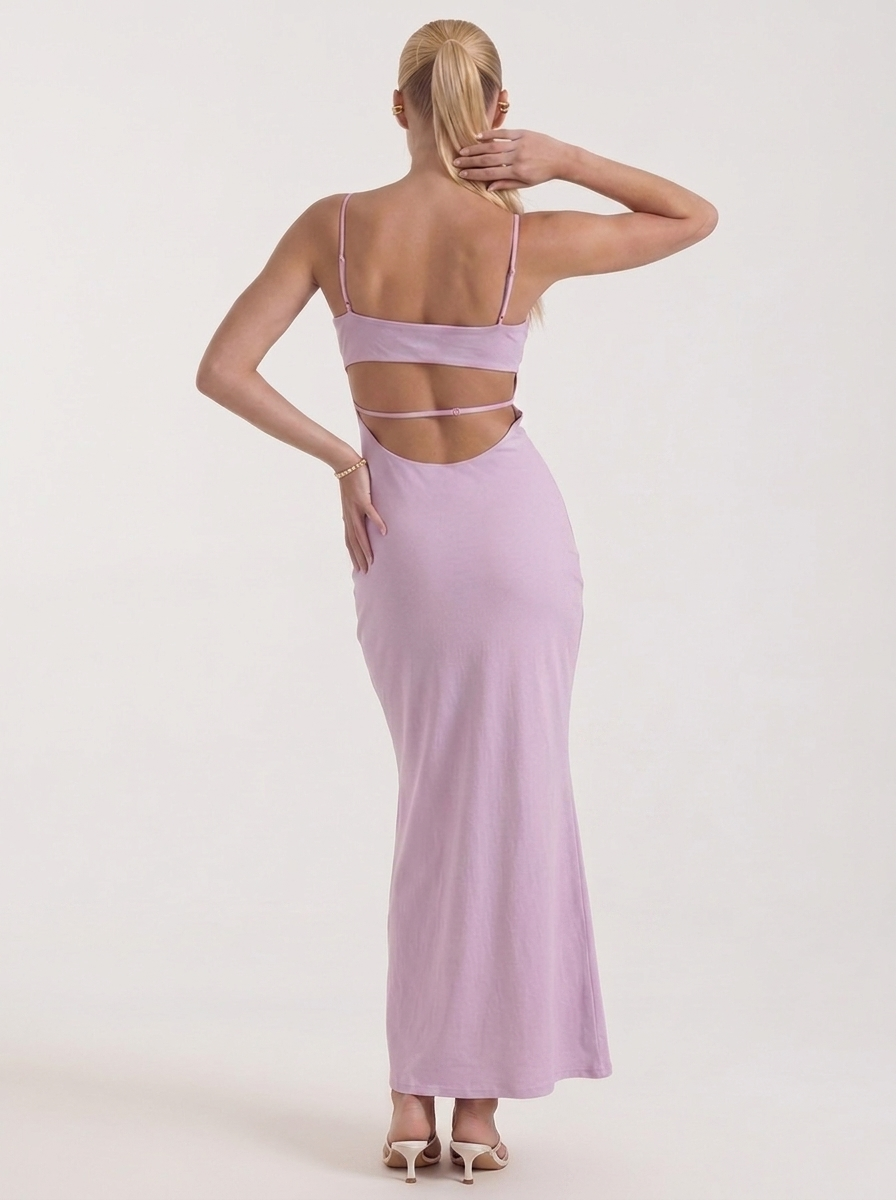 Dale Folded Straight Neck Slip Maxi Dress