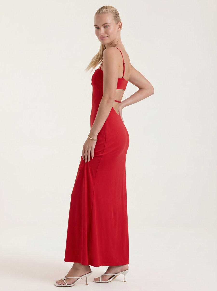 Dale Folded Straight Neck Slip Maxi Dress