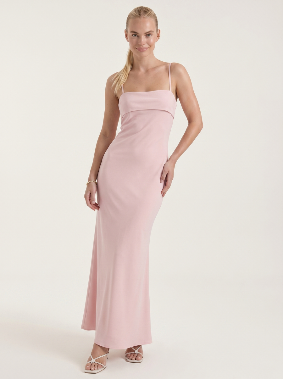 Dale Folded Straight Neck Slip Maxi Dress