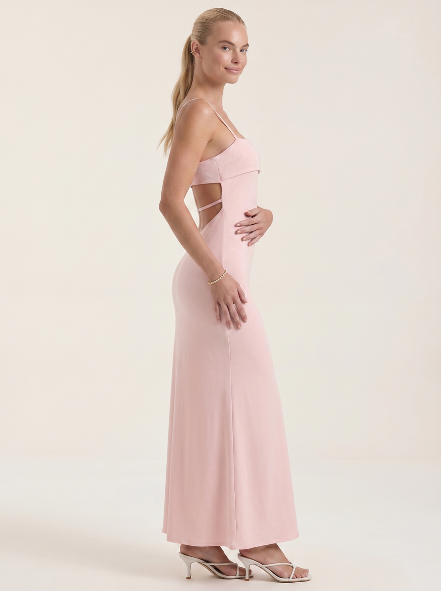 Dale Folded Straight Neck Slip Maxi Dress