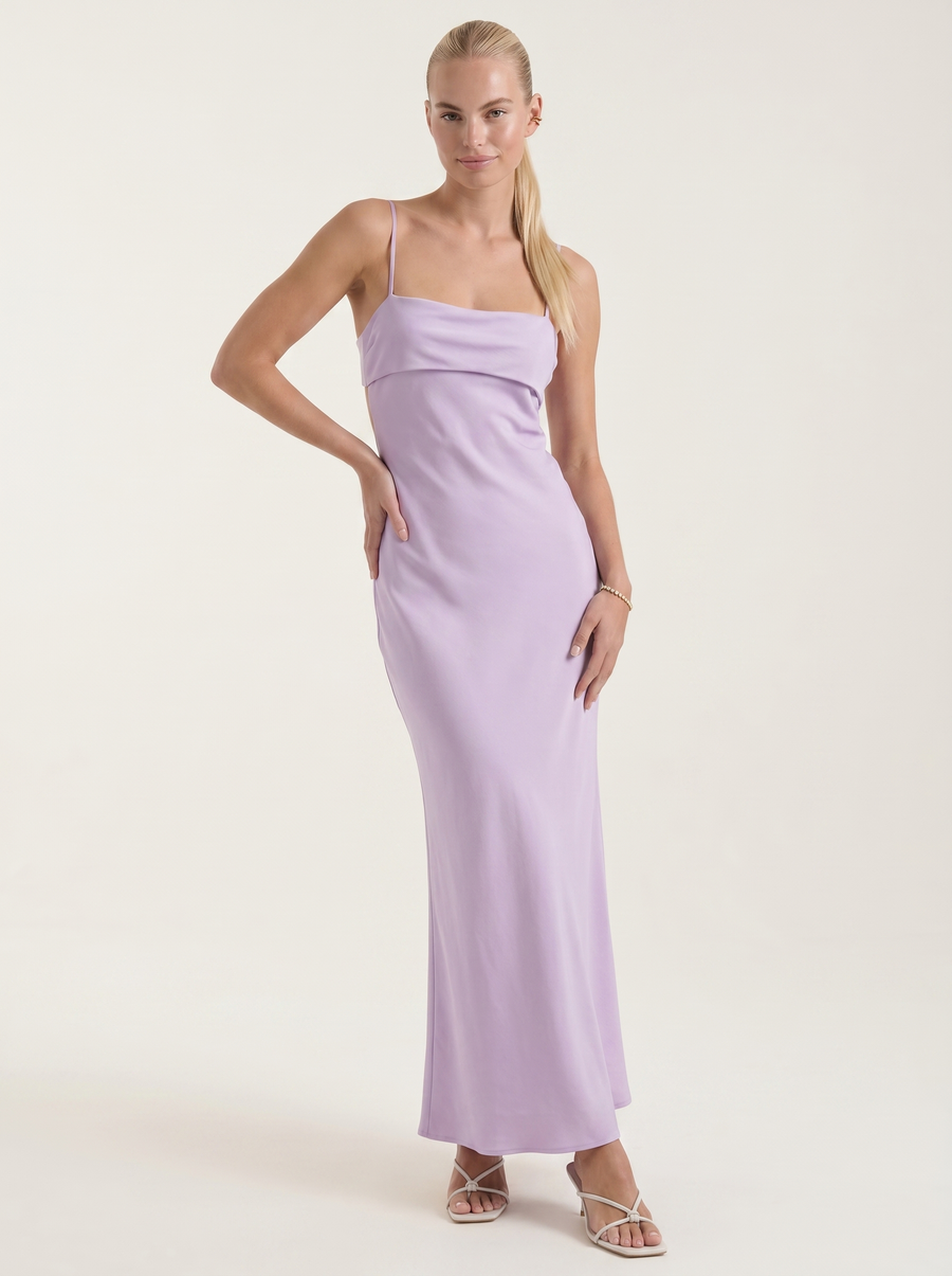 Dale Folded Straight Neck Slip Maxi Dress