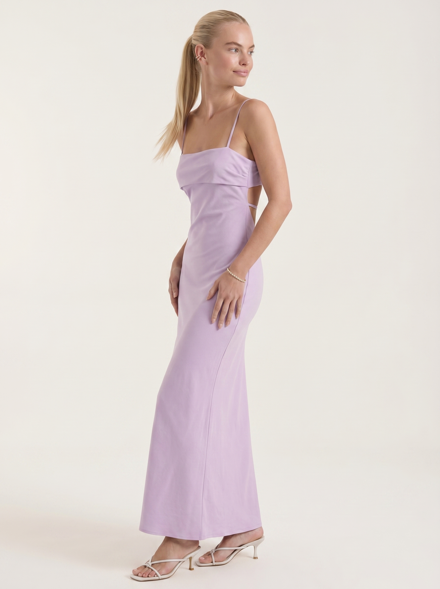 Dale Folded Straight Neck Slip Maxi Dress