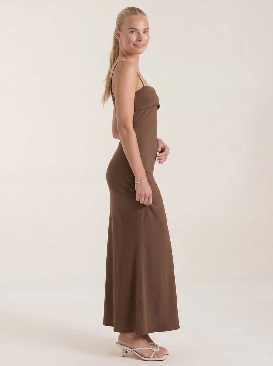 Dale Folded Straight Neck Slip Maxi Dress