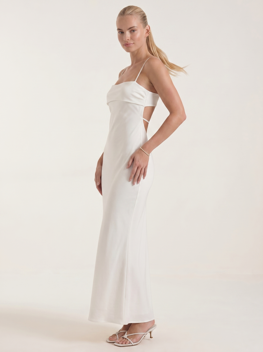 Dale Folded Straight Neck Slip Maxi Dress