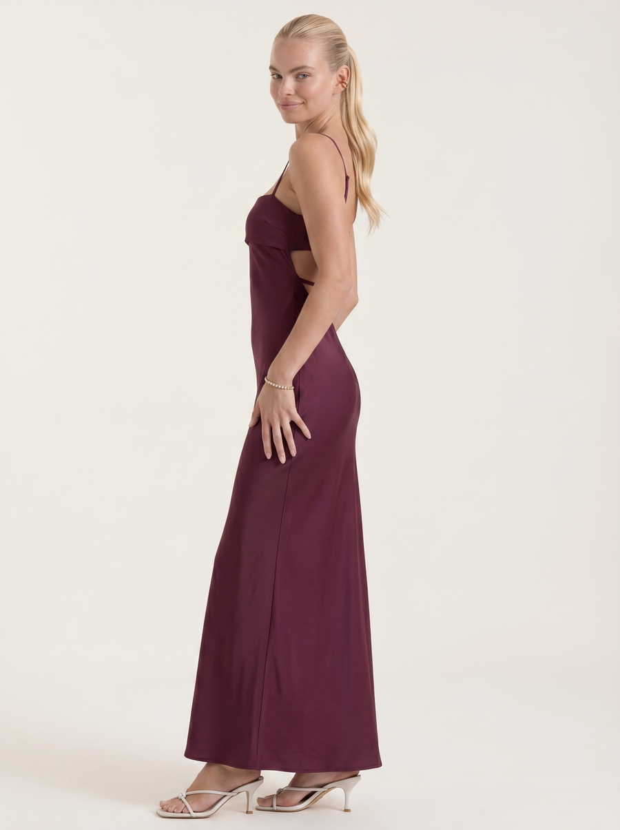 Dale Folded Straight Neck Slip Maxi Dress