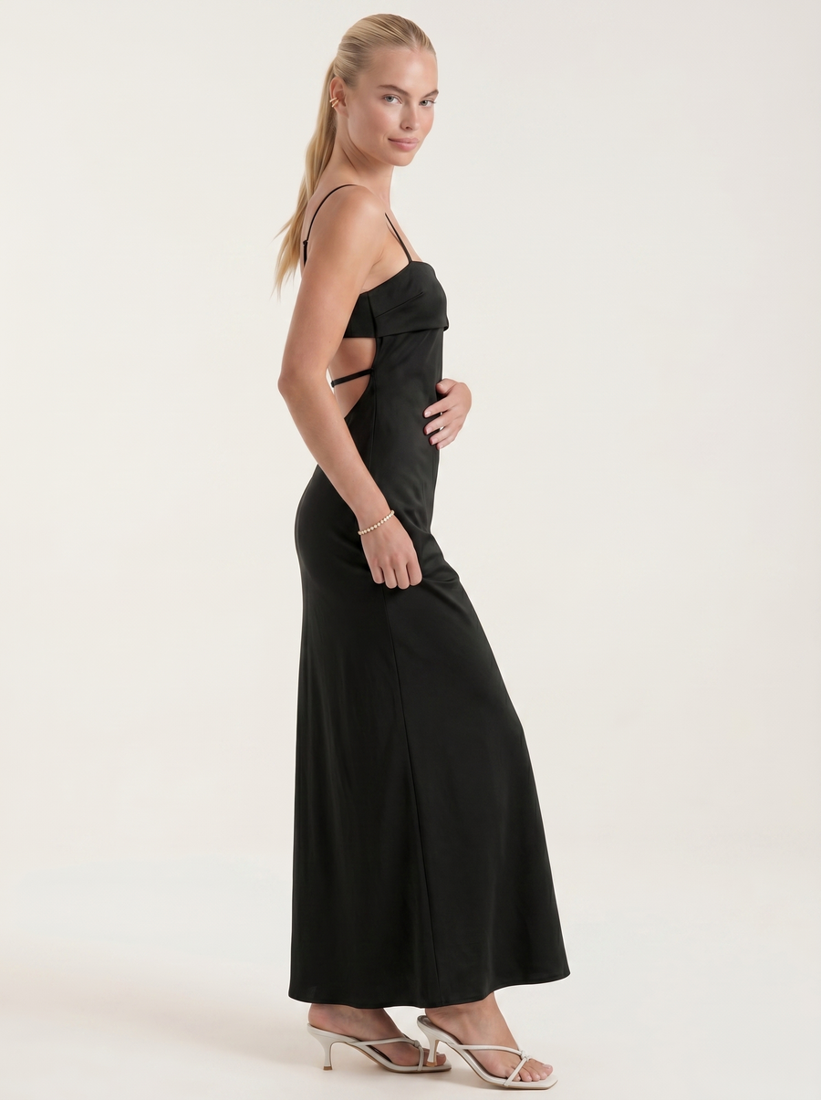 Dale Folded Straight Neck Slip Maxi Dress