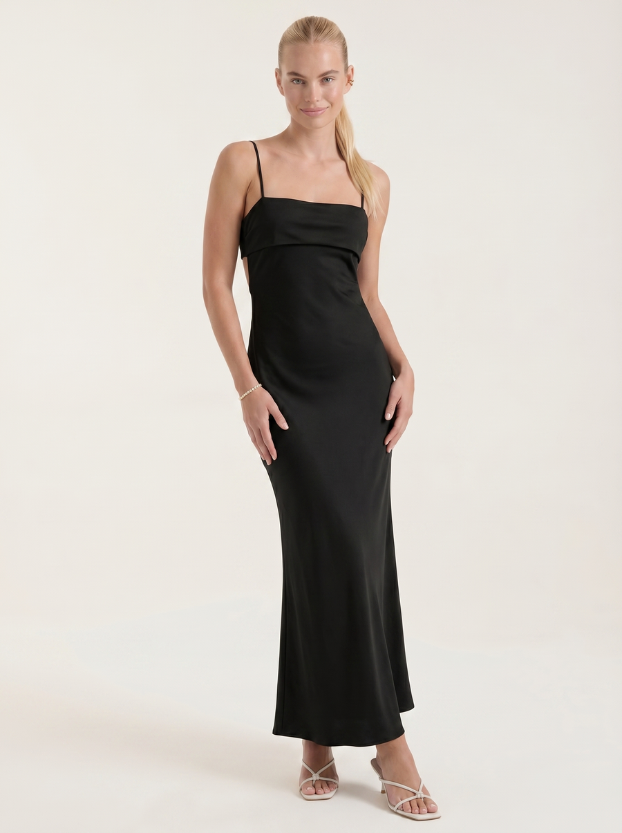 Dale Folded Straight Neck Slip Maxi Dress