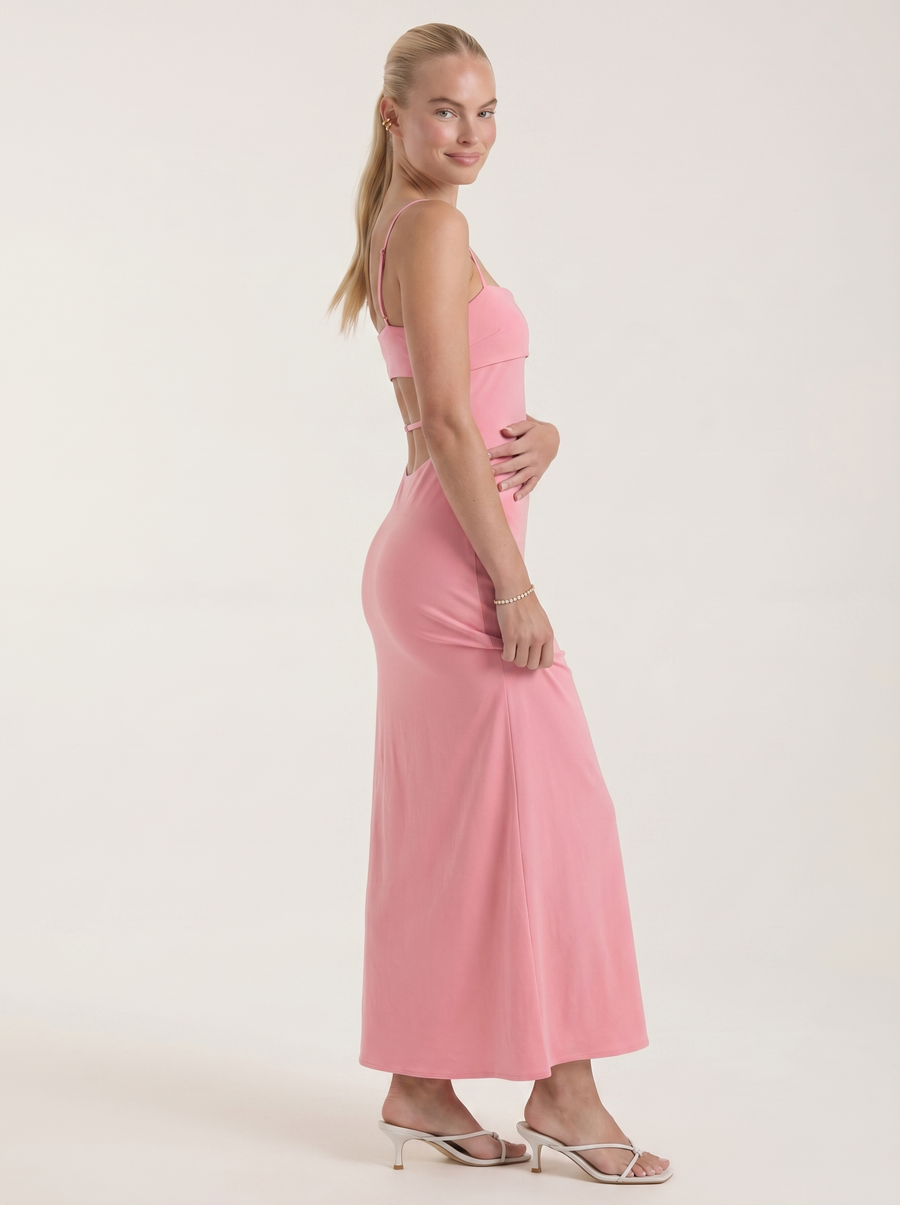 Dale Folded Straight Neck Slip Maxi Dress