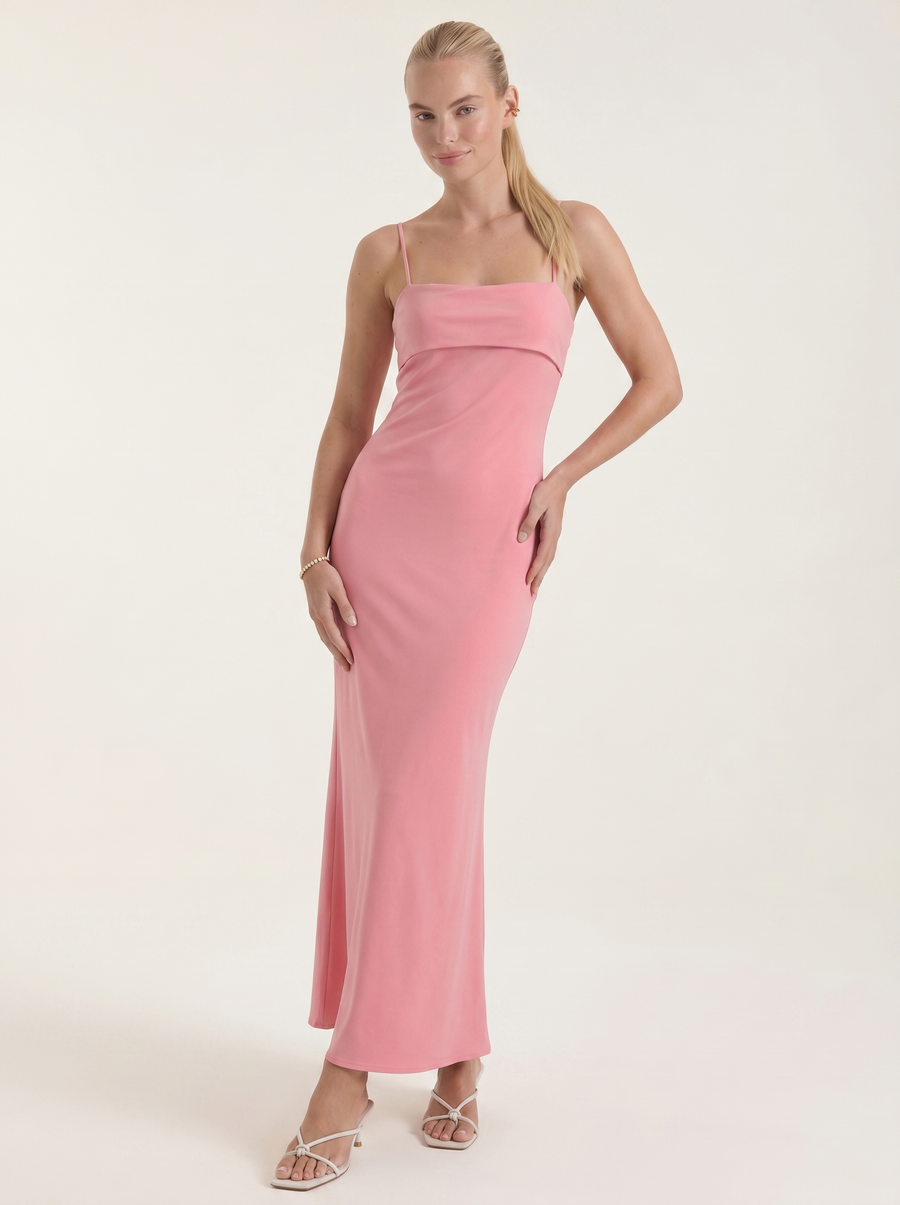 Dale Folded Straight Neck Slip Maxi Dress