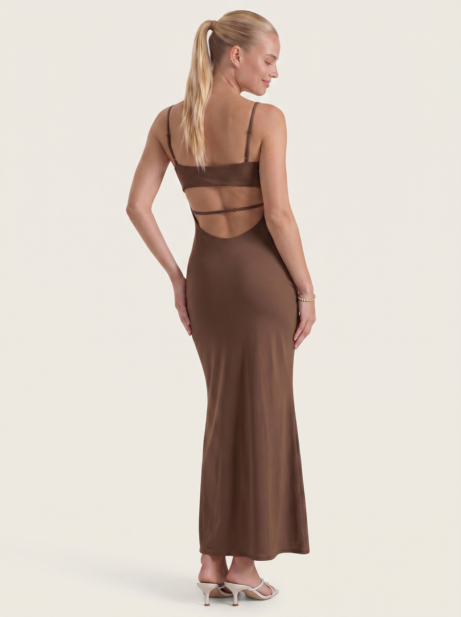 Dale Folded Straight Neck Slip Maxi Dress