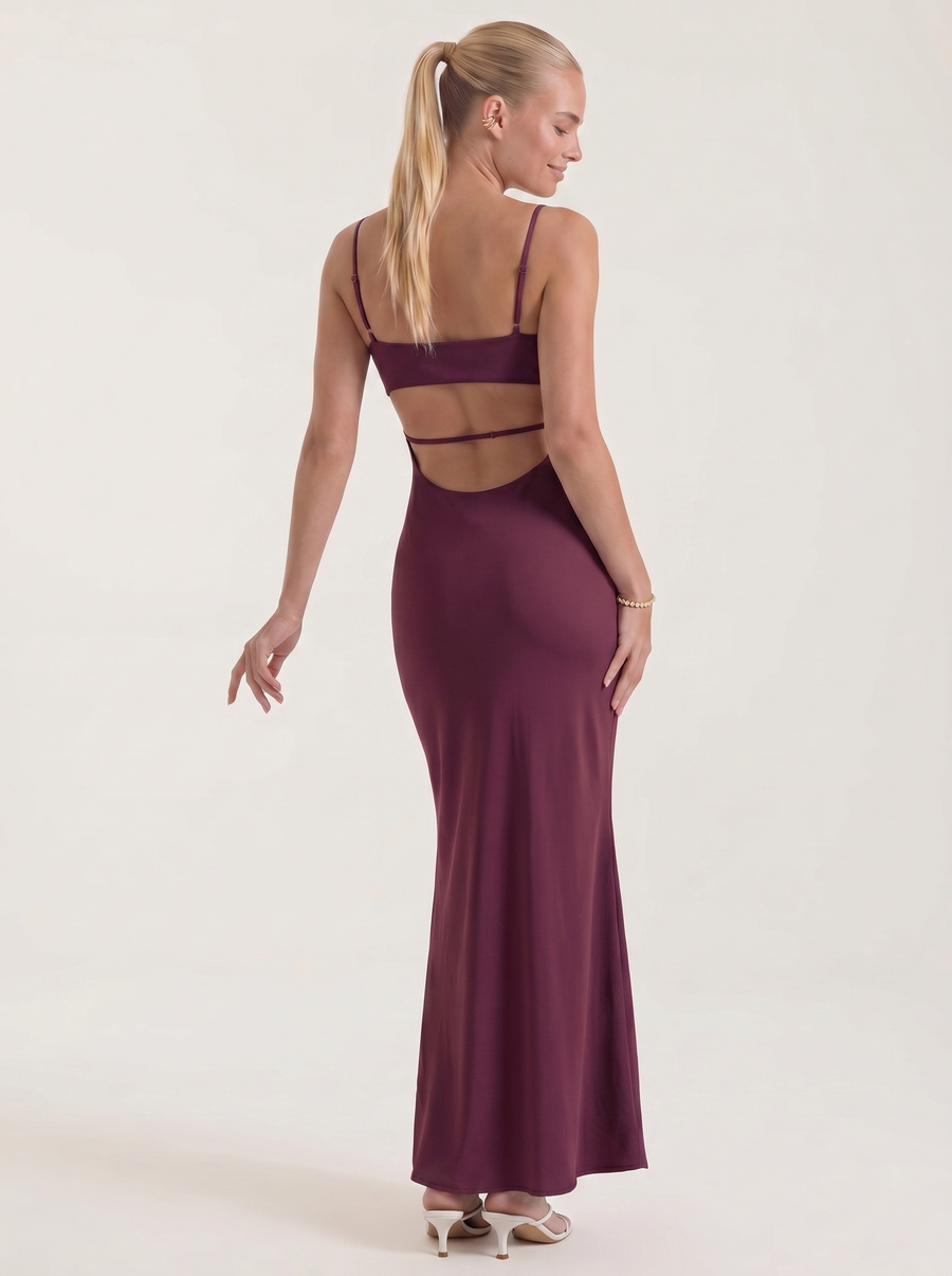 Dale Folded Straight Neck Slip Maxi Dress