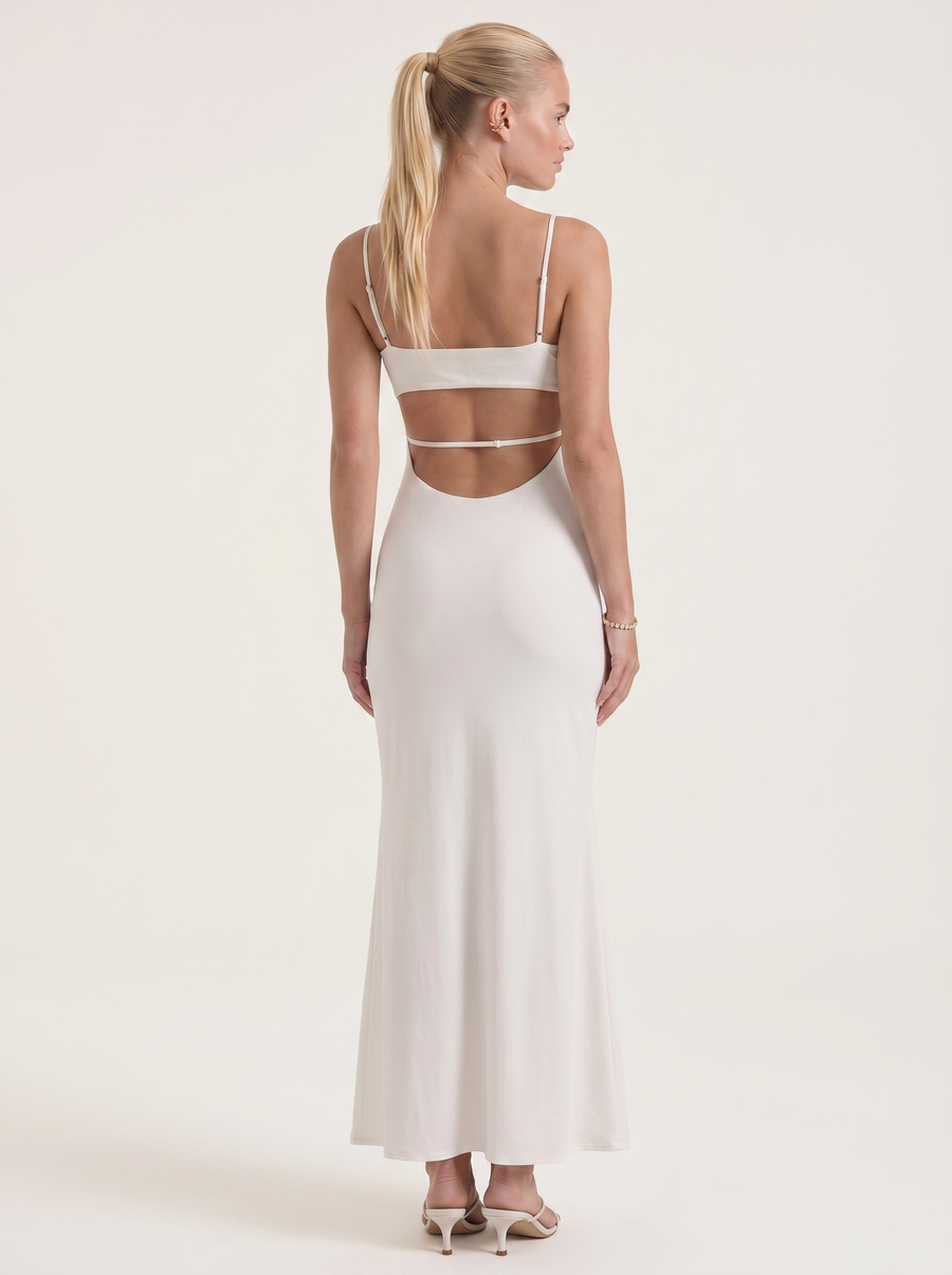 Dale Folded Straight Neck Slip Maxi Dress