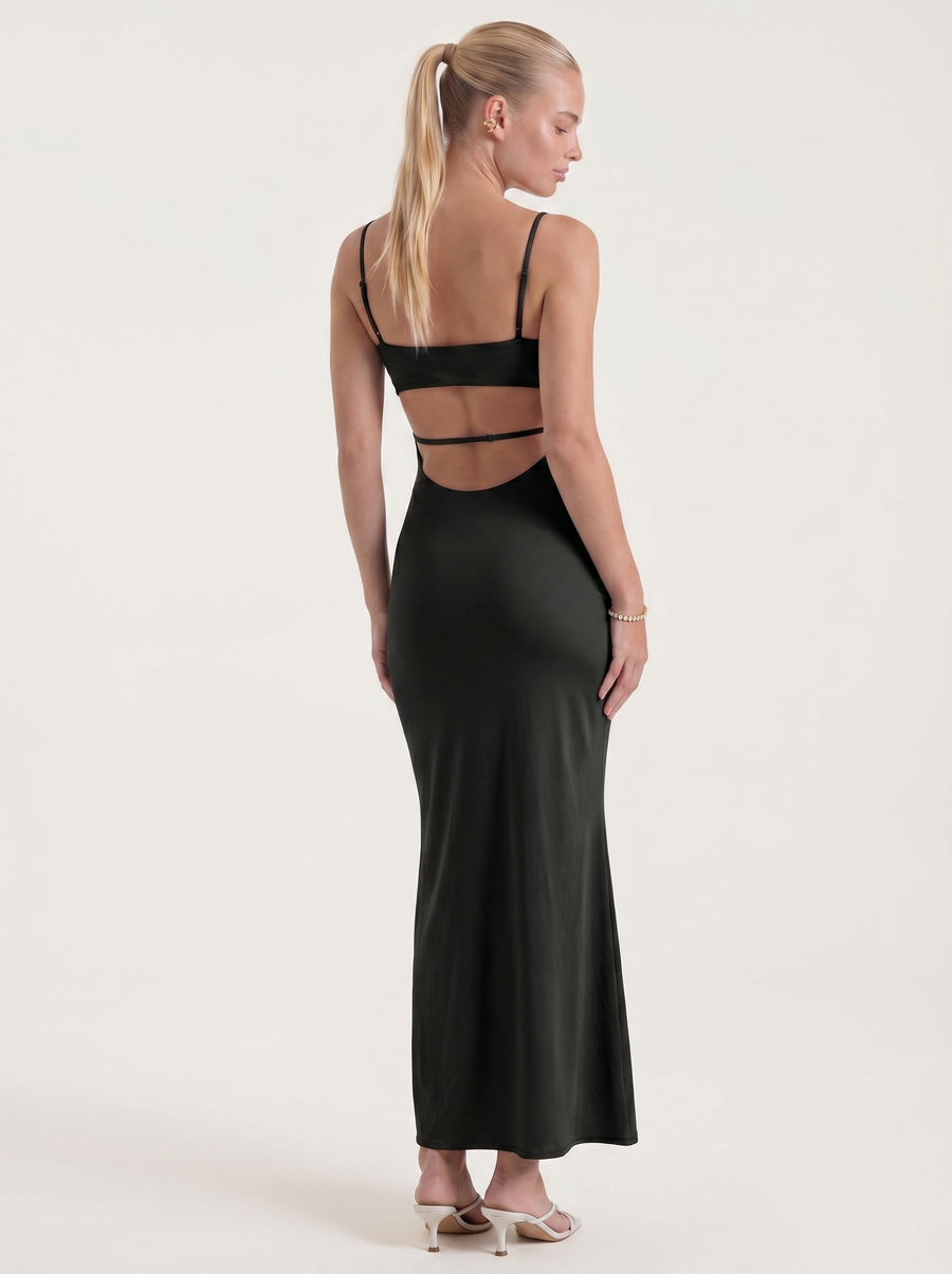 Dale Folded Straight Neck Slip Maxi Dress