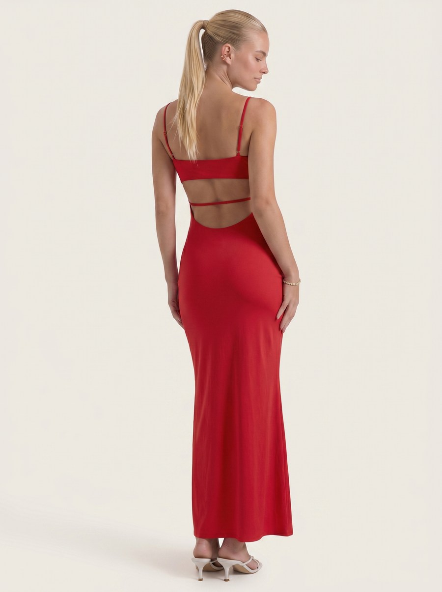 Dale Folded Straight Neck Slip Maxi Dress