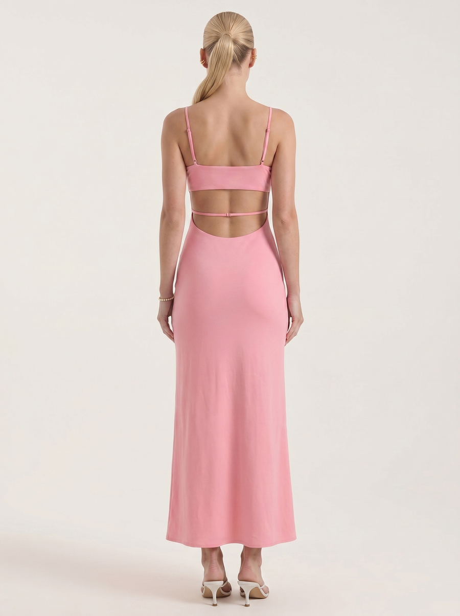 Dale Folded Straight Neck Slip Maxi Dress