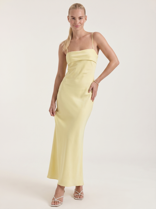 Dale Folded Straight Neck Slip Maxi Dress