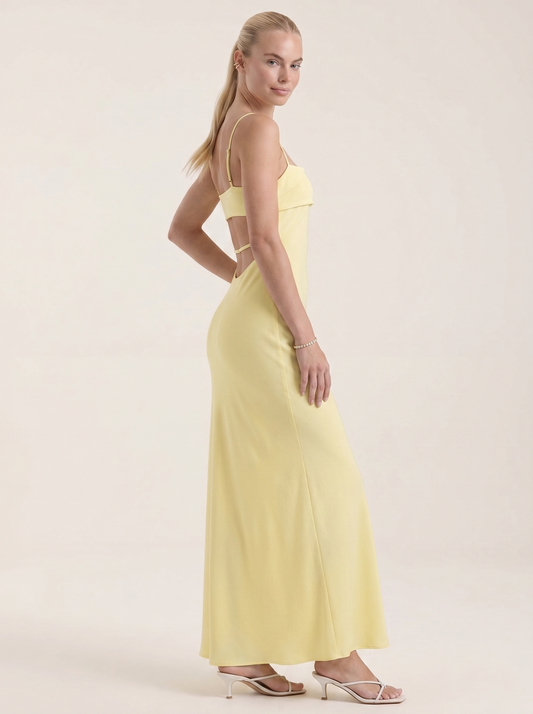 Dale Folded Straight Neck Slip Maxi Dress