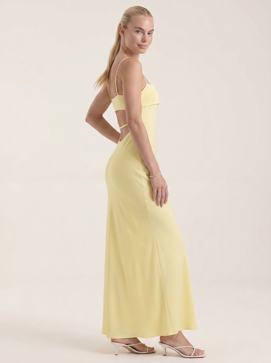 Dale Folded Straight Neck Slip Maxi Dress