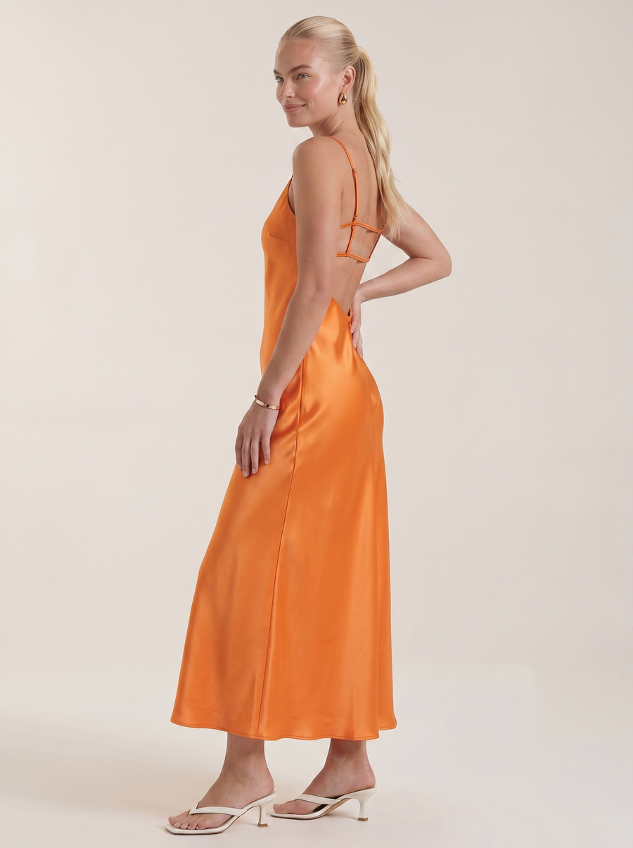 Bianca Bias Cut Shimmer Slip Maxi Dress