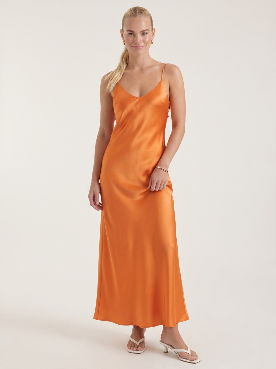 Bianca Bias Cut Shimmer Slip Maxi Dress