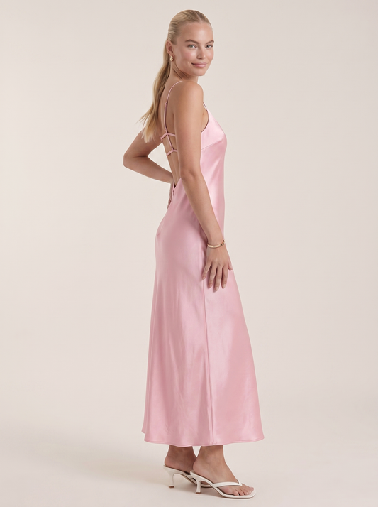 Bianca Bias Cut Shimmer Slip Maxi Dress