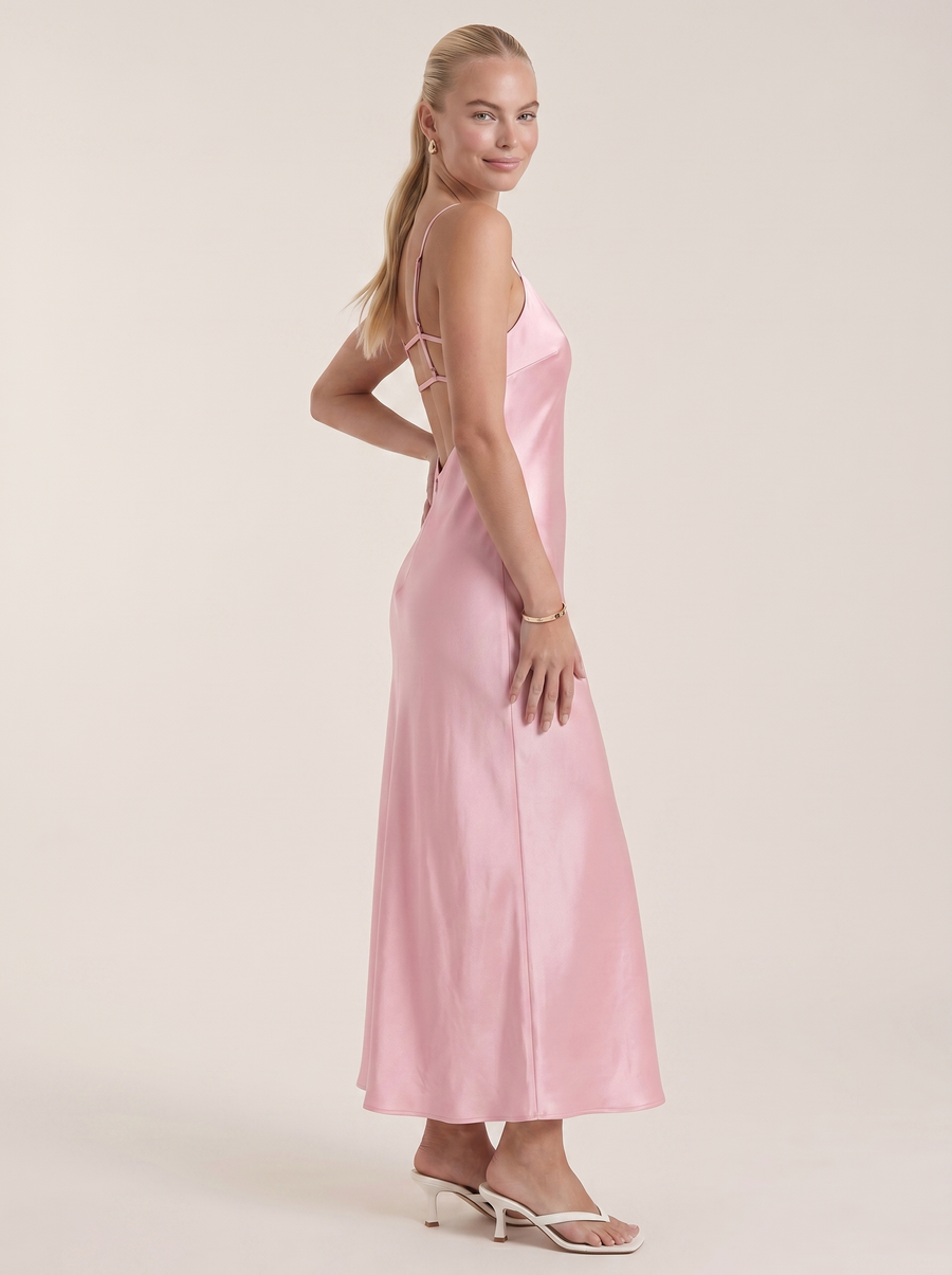 Bianca Bias Cut Shimmer Slip Maxi Dress