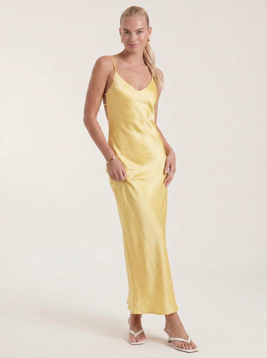 Bianca Bias Cut Shimmer Slip Maxi Dress