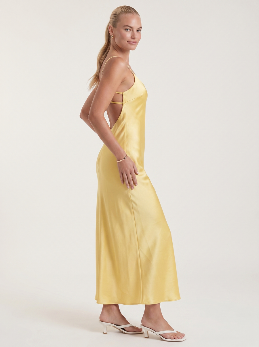 Bianca Bias Cut Shimmer Slip Maxi Dress