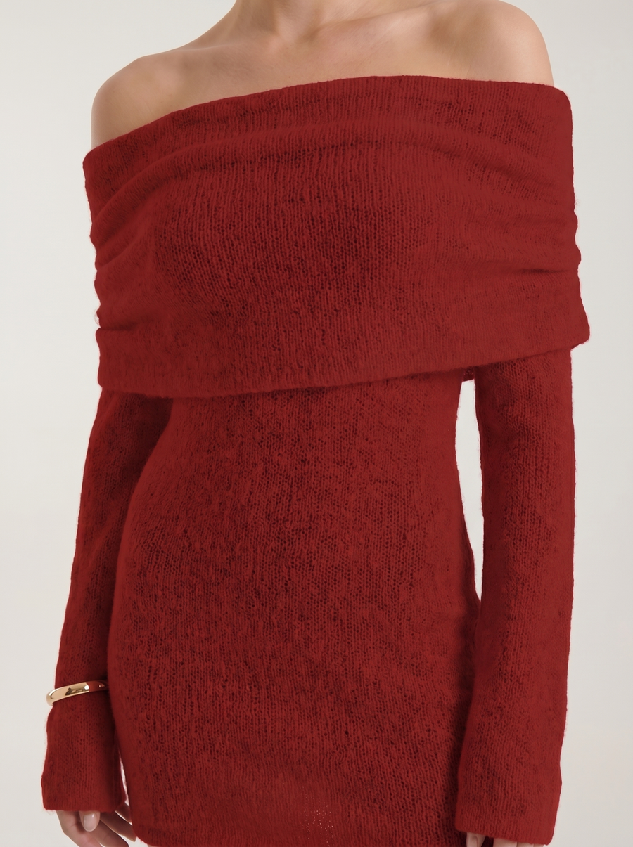 Rochelle Off Shoulder Long Sleeve Knit Mini Dress