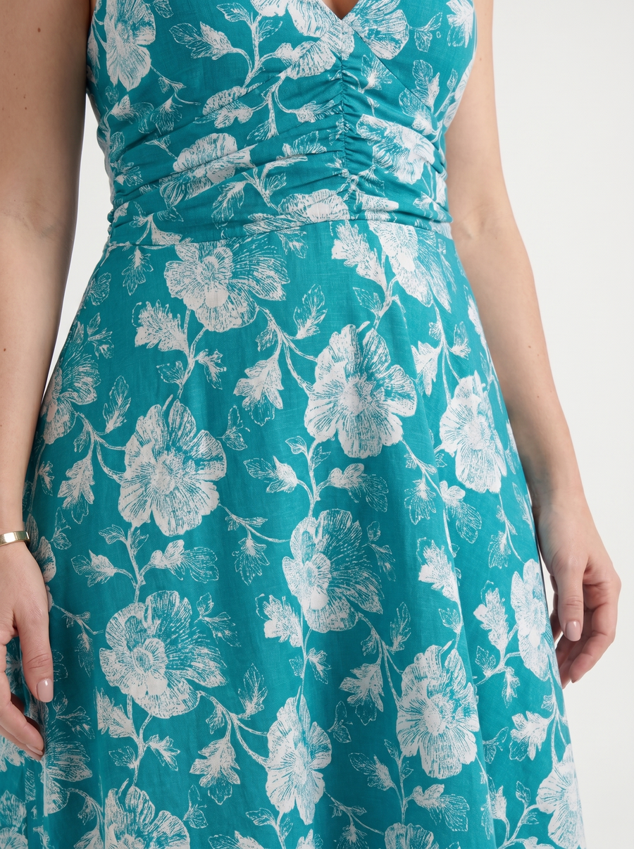 Astrid Floral Halter Neck Wrap Midi Dress